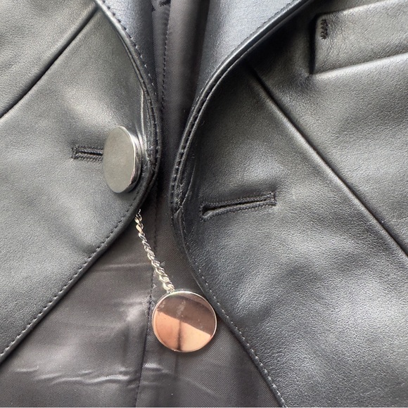 Burberry Black Leather Tuxedo Jacket - Picture 3 of 12